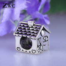 ZWC Fashion Silver Color House Big Hole Beaded Bracelet Pendant For Women Men Personality Retro DIY Bracelet Accessories Jewelry 2024 - buy cheap
