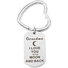Creative Pendant  Titanium Steel Keychain Engraved " I LOVE YOU TO THE MOON AND BACK" Lettering Keyring Jewelry Grandmom Gifts 2024 - buy cheap