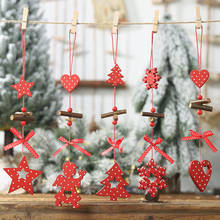 Flocos de neve de Natal Vermelho DIY & Star & Pingentes Enfeites de Árvore De Madeira Casa Presentes Dos Miúdos Decorações da Festa de Natal Da Árvore de Natal 2024 - compre barato