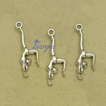 Dijes de gimnasia chapados en plata antigua, suministros de bricolaje, accesorios de joyería, 30 unids/lote -- 30x11mm 2024 - compra barato