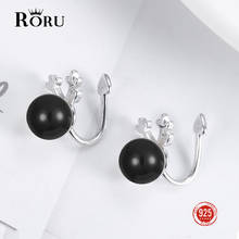 100% 925 Sterling Silver Women Earrings Black White Natural Pearl Fine Jeweller Earing Young Female Without Puncture Ear Clips 2024 - buy cheap