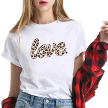 Leopard Love Cartoon Print Tshirt Women Cute Ladies Casual Harajuku Funny Woman Shirts for Girls Top Clthes Fashion Graphic Tee 2024 - buy cheap
