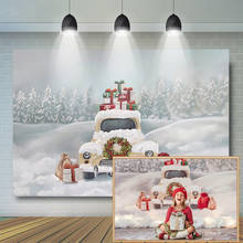 Christmas Backdrop Snowfield White Car Snowflake Photography Background Christmas tree Girl Children Birthday Party Decor Banner 2024 - buy cheap