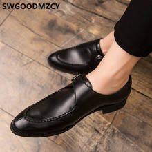 Sapatos fivela dupla masculino de couro, sapatos clássicos para homens de marca italiana oxford, sapatos marrom para usar à noite 2024 - compre barato