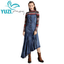 Vestido feminino assimétrico, vestido boho vintage para mulheres 2019 yuzi 2024 - compre barato