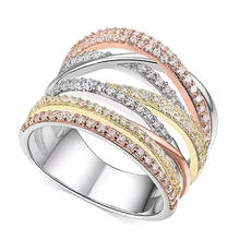 Роскошное женское кольцо с белым кристаллом и камнем, обручальные кольца цвета розового золота и серебра для женщин, винтажное небольшое обручальное кольцо с цирконием 2024 - купить недорого