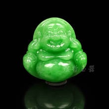 Natural Double sided Hand-Carved Green Emerald jade  Pendant happy lucky Maitreya Buddha jade pendant hand-carved  necklace 2024 - buy cheap