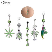 1PC Sexy Dangling Navel Belly Button Rings Leaf Animals Belly Piercing Crystal CZ Surgical Steel 14g Woman Body Jewelry Barbell 2024 - buy cheap