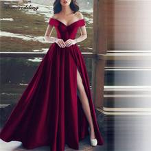 Vintage Satin Evening Dress Sexy Side Split Sleeveless Boat-Neck Lace-Up Prom Dress Girl Party Dresses Floor-Length New Arrival 2024 - buy cheap