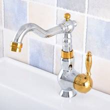 Polished Chrome & Gold Color Brass Swivel Single Handle Kitchen Wet Bar Bathroom Vessel Sink Faucet Mixer Tap One Hole asf809 2024 - buy cheap