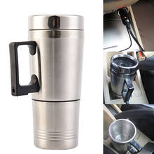 300ml 12v copo de aquecimento do carro, chaleira de água com cabo de isqueiro, aço inoxidável, café, leite, chá, copo elétrico aquecido para viagem 2024 - compre barato