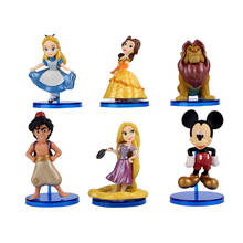 8-9cm 6pcs/Lot Princess Figure Toys Mickey Tangled Cinderella Alice Lion King Belle Beauty Beast WCF Model Dolls 2024 - buy cheap