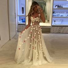 Ivory Prom Dresses 2022 Women Party Night Long Vestidos De Gala Elegant Evening Gowns Spaghetti Straps Flowers Robe De Soiree 2024 - buy cheap
