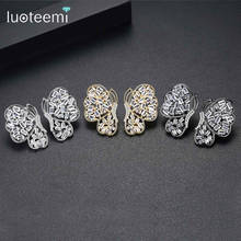 LUOTEEMI Black Big Butterfly Stud Earring for Women Shiny Fashion Cubic Zirconia Jewelry Boucle Oreille Femme Wholesale Items 2024 - buy cheap