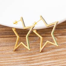 Hot Sale Heart Star Statement Drop Earrings For Women Fashion Geometric Crystal CZ Dangle Hanging Earring Gold Color Jewelry 2024 - buy cheap