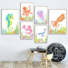 Seahorse Octopus Jellyfish Squid Narwhal Coral Wall Art Canvas Painting Nordic Posters And Prints Wall Pictures Kids Room Decor 2024 - buy cheap