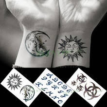 Водостойкие Временные татуировки, Биохимический символ, солнце, луна, буквы, маленькие тату, флэш-тату, поддельные татуировки для женщин, мужчин, детей 2024 - купить недорого