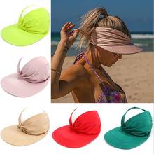Solid Color Elasticity Women Summer Sun Protection Beach Hat Anti-UV Adult Shading Fashion Outdoor Visor Hat Sun Cap 2024 - buy cheap