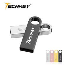 New TECHKEY pen drive 128GB 64GB 16GB флешка Mini waterproof metal pendrive 32GB 8GB 4GB usb flash drives USB 2.0 gift 2024 - buy cheap