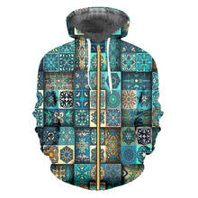 IFPD-Sudadera con capucha para hombre, suéter informal con cremallera, estampado de costura, patrón de flores en 3D, talla grande EU/US 2024 - compra barato