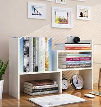 Desktop Bookshelf Adjustable Countertop Bookcase Office Supplies Wood Desk Organizer Accessories Display Rack Sturdy White[US-W] 2024 - buy cheap