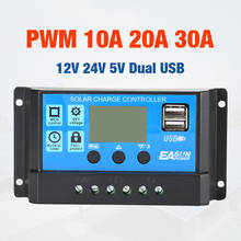 10A 20A 30A Solar Charge Controller 12V 24V Auto PWM LCD Dual USB 5V Output  Solar Cell Panel Regulator PV Home Battery Charger 2024 - buy cheap