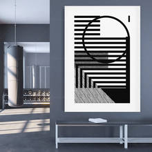 Original Serigrafia. Preto e branco bauhaus print-meados do século moderno serigrafia, decoração de escritório-minimalista arte da parede-abstrato 2024 - compre barato