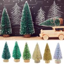 Mini árvore de natal sisal, cedro de seda, decoração pequena de árvore de natal, ouro, prata, azul, verde, branco, mini árvore com 12 peças 2024 - compre barato