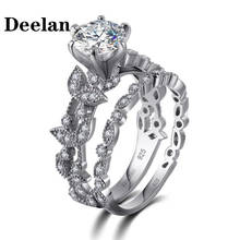 Anéis de casal para mulheres, anel de joia com zircônia e cristal, para casamento, noivado e noivado 2024 - compre barato