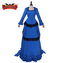 Cosplay legend Vintage Gothic Blue Victorian Bustle Gown Civil War Dress Women Renaissance Court Gown Custom Made H001 2024 - buy cheap