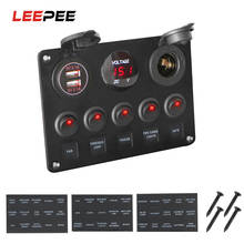 LEEPEE-Panel de interruptor basculante LED marino para coche, voltímetro Digital, doble puerto USB, 12V, combinación de salida, resistente al agua 2024 - compra barato