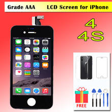 Черный, белый ЖК-дисплей для iPhone 4 4S 4G, ЖК-дисплей, сенсорный экран, дигитайзер в сборе для iPhone 4G, 4S, передняя часть экрана AAA, замена 2024 - купить недорого