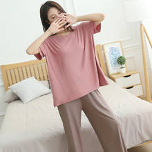 Korean New Cotton Short Sleeve Shirt + Nine Point Pant Two Piece Set Spring Summer Pyjamas Women Soft Ladies Sleepwear Pajamas 2024 - buy cheap