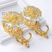 Fancy Artificial Crystal Bauhinia Shaped Wall Hooks Curtain Holders Golden Silver Zinc Alloy Metal Curtain Tie backs Accessories 2024 - buy cheap