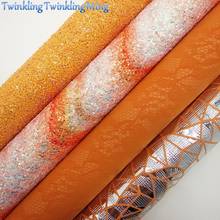 Tejido brillante naranja, encaje de cuero sintético, hojas de tela sintética con patrón para arco A4 21x29CM Twinkling Ming XM011J 2024 - compra barato