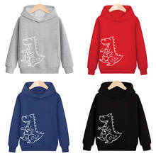 Hoodies Cartoon Dinosaur Print Sweater Toddler Boys Girls Baby Sweatshirt Casual Hooded Children Clothes Fashion Spring Autumn 2024 - buy cheap