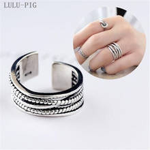 LULU-PIG Hot New  925 Sterling Silver  Simple Fashion Line Wide Face Open Ring Women CJZ001 2024 - buy cheap