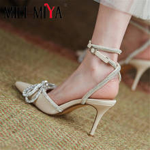 MILI-MIYA New Arrival Sexy Super High Thin Heels Women Silk Pumps Ankle Wrap Pointed Toe Sling Back Dress Party Shoes Butterfly 2024 - buy cheap