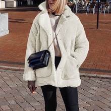 Celmia casacos femininos de inverno, jaquetas de pele falsa quentes para mulheres, sobretudo h com bolsos elegantes, casual, de pelúcia, roupa de uso externo, 2021 2024 - compre barato