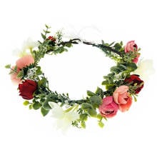 Rose Flowers Wreath Crown Festival Headband Bride Women Hair Accessories Headdress Flower Garlands Wedding Headwear 2024 - buy cheap