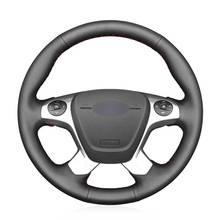 Hand Sew Black Genuine Leather Steering Wheel Cover for Ford Transit Connect Tourneo Custom Grand Tourneo Connect 2014-2020 2024 - buy cheap