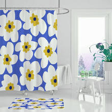 Cortina de ducha de tela de poliéster antimoho con estampado de flores, cortina de ducha de baño con pantalla de gancho, decoración del hogar 2024 - compra barato