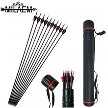 31 inch Archery Carbon Arrow Spine 1000 Target Shooting Arrow 2black 1red Arrow Vanes with Arrow Quiver Tube Hunting Accessories 2024 - buy cheap