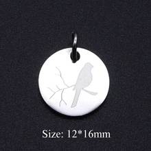 5pcs/lot Bird on the Tree 316L Stainless Steel DIY Pendant Charms Wholesale For Jewelry Making OEM Charm Accepted 2024 - buy cheap