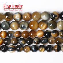 Free Shipping Natural Stone Dream Blue Tiger Eye Agates Round Loose Beads 15" 4 6 8 10 12 14 MM Pick Size For Jewelry Making 2024 - buy cheap