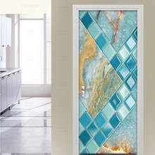 Adesivo de mosaico de mármore para porta 3d, decoração moderna, mural, pvc, papel de parede autoadesivo, decoração para sala de estar 2024 - compre barato