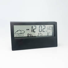 Relógio lcd eletrônico relógio de mesa termômetro higrômetro despertador criativo eletrônico multi-função luz branca 2024 - compre barato