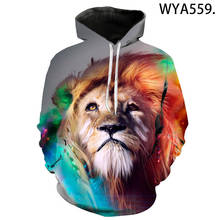 Nova série animal leão 3d impresso hoodies moletom das mulheres dos homens crianças pulôver manga longa streetwear legal menino menina casaco 2024 - compre barato