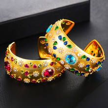 GODKI-Conjunto de pendientes de anillo y brazalete abierto para mujer, de lujo, Circonia cúbica, boda, boda, fiesta, Dubái, 3 uds. 2024 - compra barato