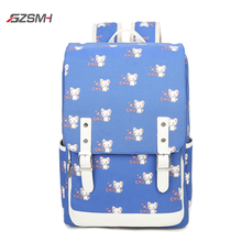 Blue School Backpack Cat Printing for Woman Girls Large Capacity University Supplies School Bags High Quality Daypack Rucksack 2024 - buy cheap